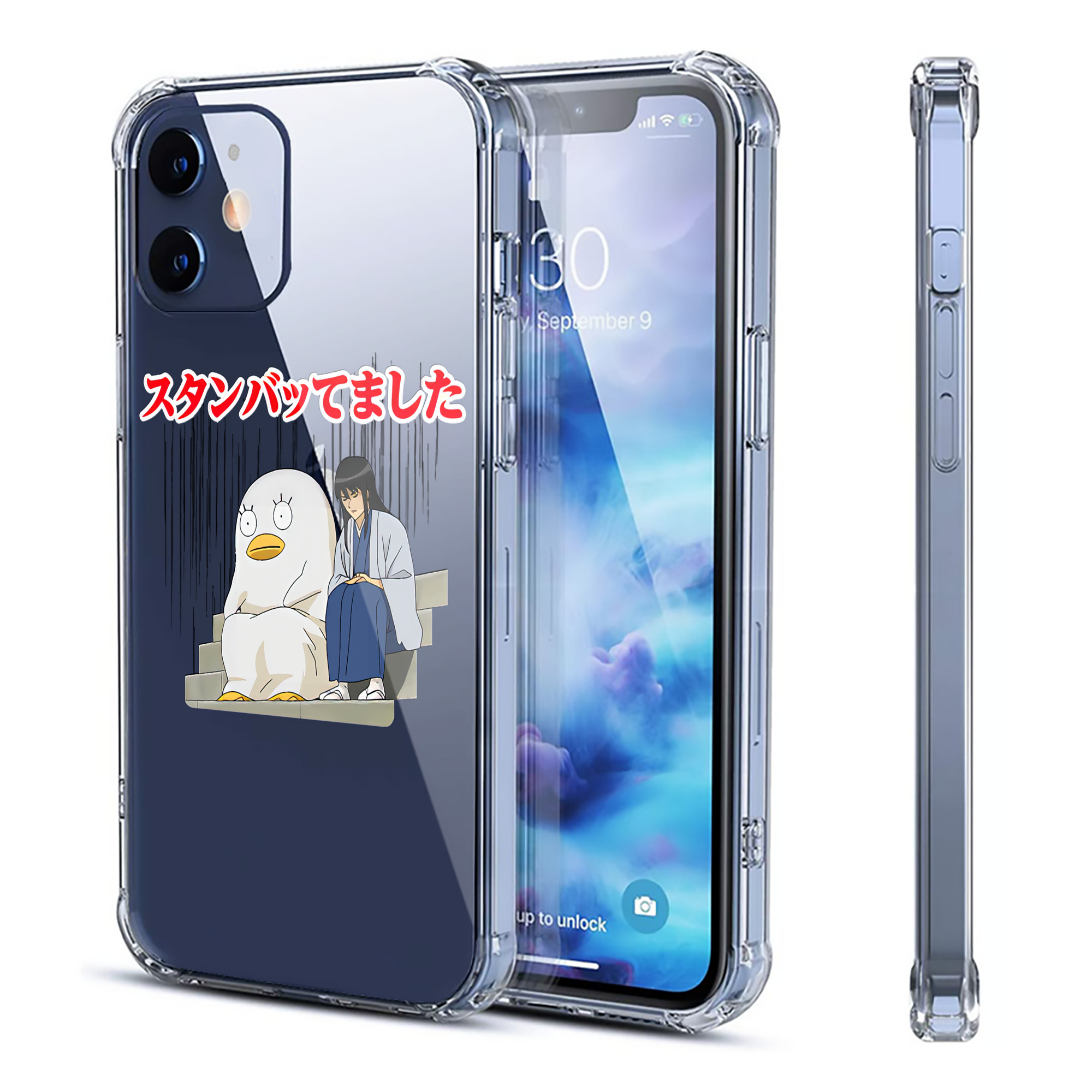 （画像用） ぎんたま 坂田銀時（さかたぎんとき） 神楽 志村新八（しむら しんぱち） GINTAMA Sakata Gintoki Kagura Shimura Shinpachi 【iPhone 12シリーズ対応】透明スマホケース（クリアソフトケース）
